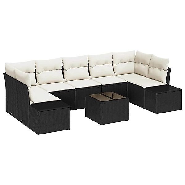 vidaXL Garten-Sofa-Set 8-Tlg Schwarz Poly Rattan 3346977 günstig online kaufen