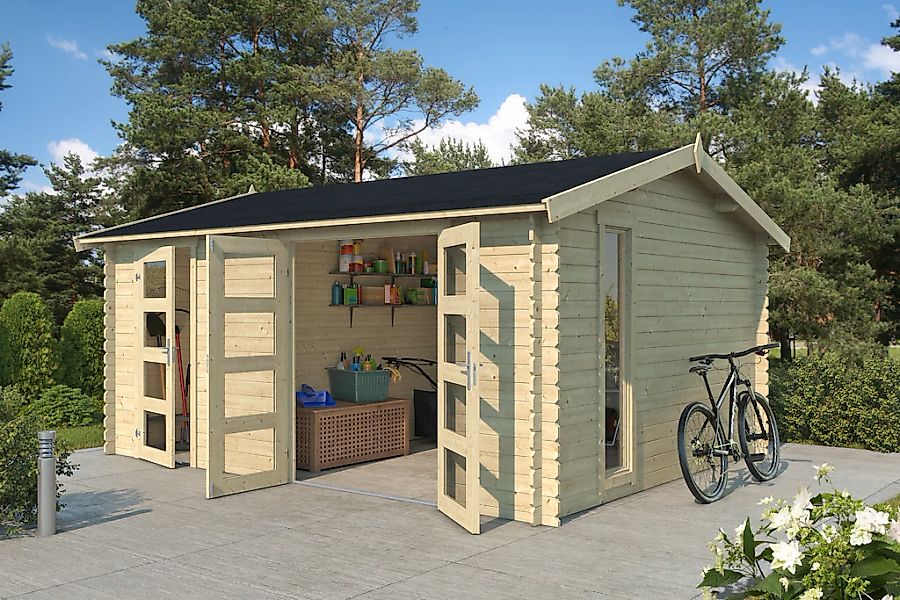 LASITA MAJA Gartenhaus "Carroz 2" Blochbohlenhaus 28mm 2-Raum, Fundamentmas günstig online kaufen