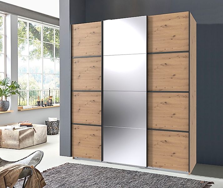 Wimex Schwebetürenschrank »Jork Kleiderschrank mit Spiegel, schwarze Metall günstig online kaufen