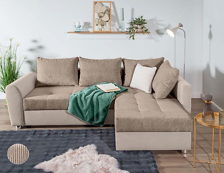 COLLECTION AB Ecksofa "JANA", Ecksofa,Bettfunktion,Bettkasten,Bonnelfederke günstig online kaufen