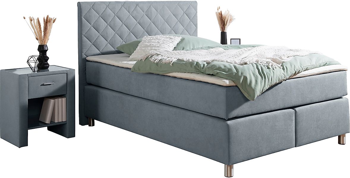 Leonique Boxspringbett »Bernard, in verschiedenen Breiten«, inkl. Topper, M günstig online kaufen