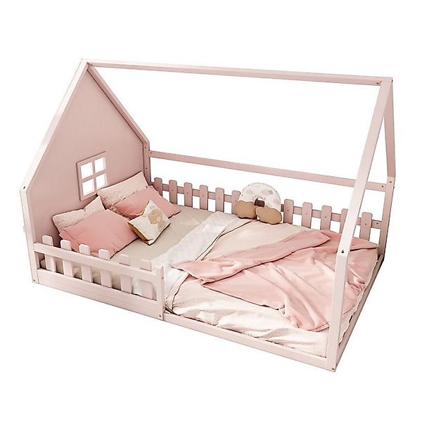 Flieks Massivholzbett, Kinderbett Hausbett Doppelbett 140x200cm günstig online kaufen