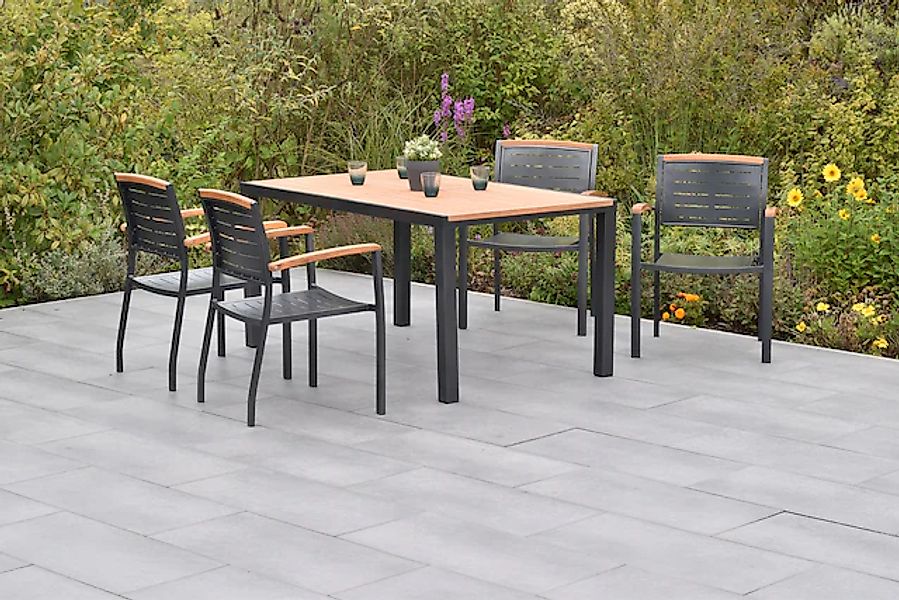 MERXX Garten-Essgruppe »»Tinos«« Set, Geöltes Akazienholz, pulverbeschichte günstig online kaufen