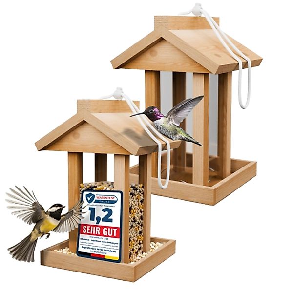 Oramics Futterhaus Holz Vogelfutterhaus Plexiglas Aufhängung günstig online kaufen
