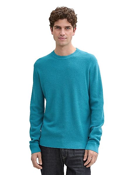 Tom Tailor Herren Rundhals Pullover STRUCTURED CREWNECK COTTON - Regular Fi günstig online kaufen