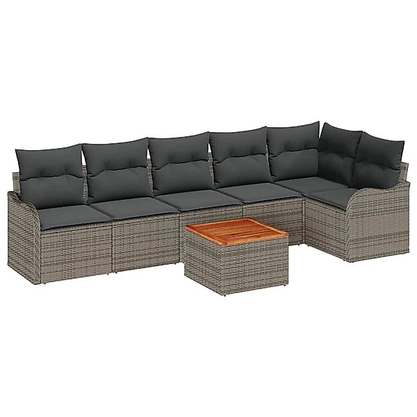 vidaXL Garten-Sofa-Set 7-Tlg Grau Poly Rattan 3347461 günstig online kaufen