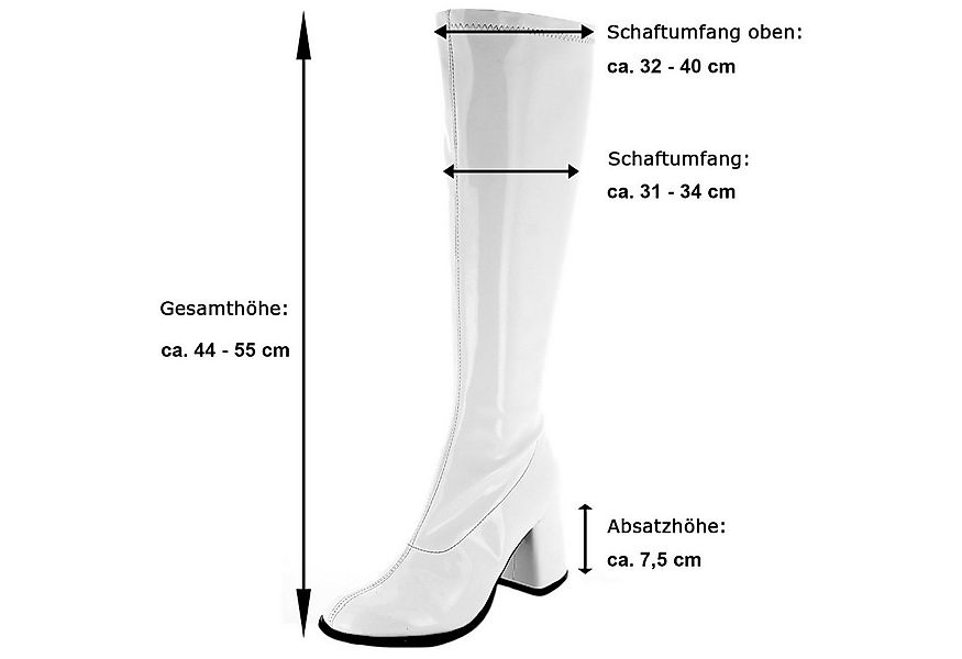 Das Kostümland Gogo Damen Retro Lackstiefel, Schwarz Stiefel günstig online kaufen