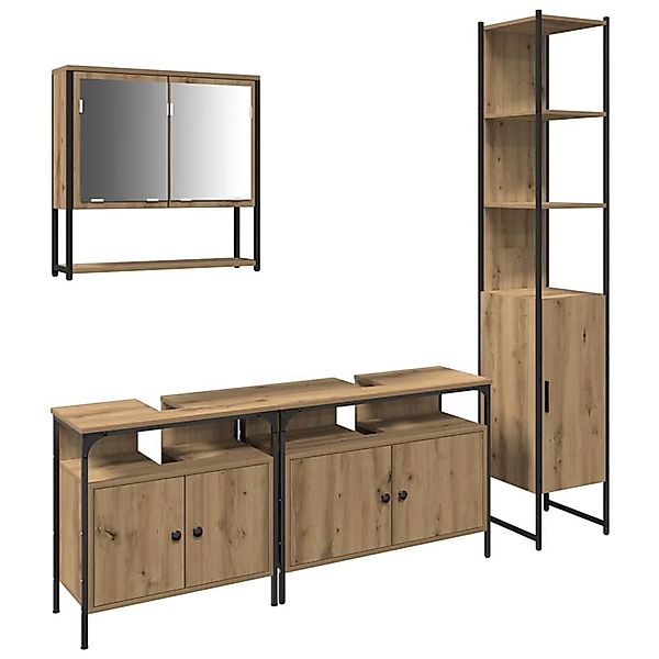 vidaXL Badezimmermöbel Set mit Regal 4-Tlg Artisan-Eiche Holzwerkstoff 3334 günstig online kaufen