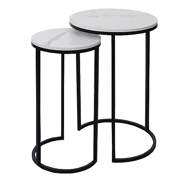 MCW 2er-Set Beistelltisch K46 Weiß-schwarz günstig online kaufen