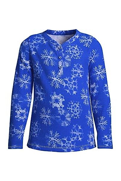 Langarmshirt mit Waffelstruktur, Größe: 152-158, Blau, Baumwoll-Mischung, b günstig online kaufen