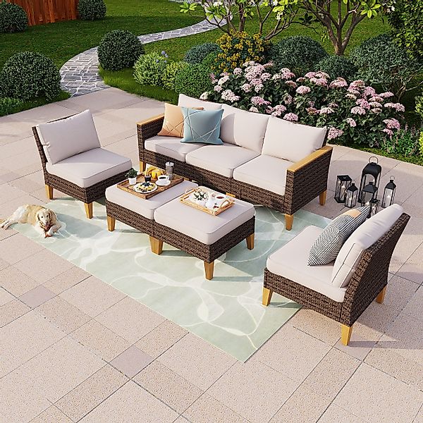 PHI VILLA Gartenlounge-Set, (2xArmlehne Stuhl, 3xArmloser günstig online kaufen