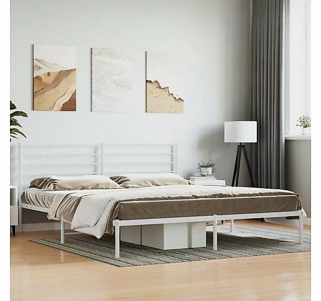 furnicato Bett Bettgestell mit Kopfteil Metall Weiß 193x203 cm günstig online kaufen