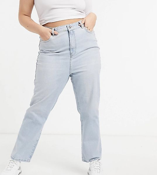 New Look Curve – Mom-Jeans in verblichenem Blau günstig online kaufen