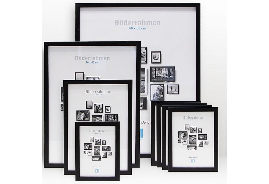 M MERCEO Bilderrahmen, 8-tlg. Bilderrahmen-Set Schwarz (13x18cm bis 40x50cm günstig online kaufen