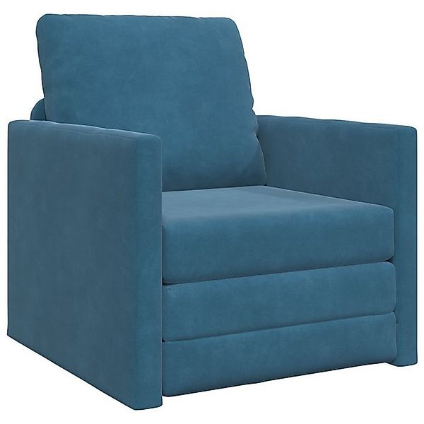 vidaXL Sofa Fußboden Sofa Bett 2-in-1 Blau 74x77x81 cm Velours, 1 Teile günstig online kaufen