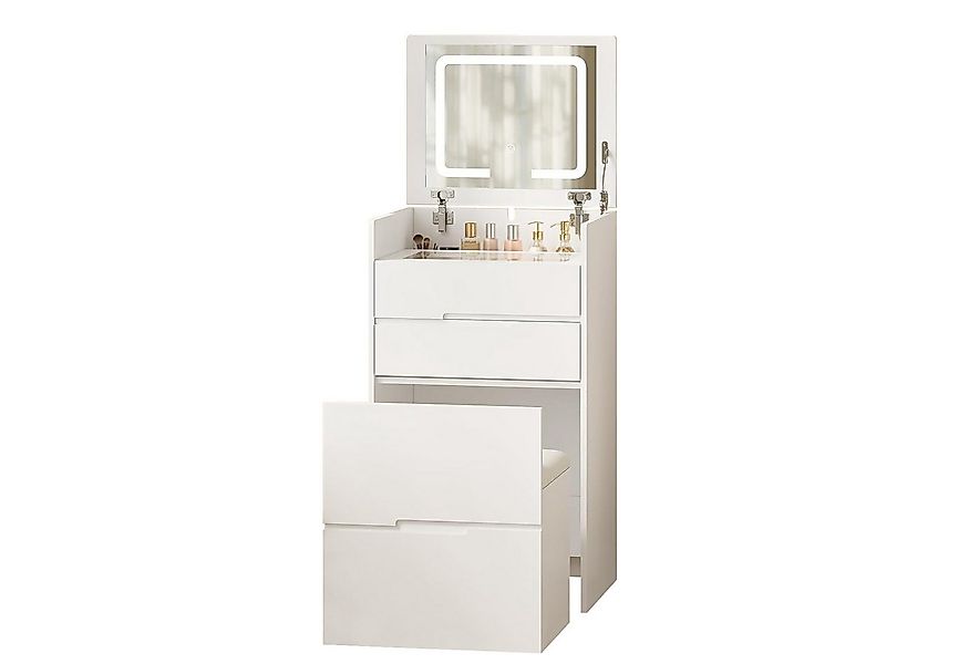 KIMENICH Schminktisch Kleine mit hochklappbarem Spiegel und LED Beleuchtung günstig online kaufen