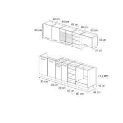 Vicco Küchenzeile R-Line, Blau-Grau/Goldkraft Eiche, 240 günstig online kaufen