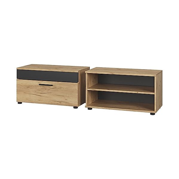 Vicco Wohnwand Berno, Goldkraft Eiche/Anthrazit, 2 günstig online kaufen
