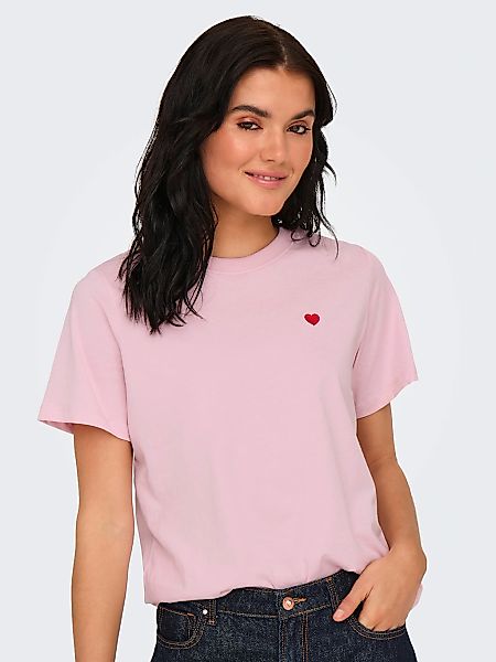 JDY Kurzarmshirt "JDYPISA S/S PRINT TOP JRS NOOS", mit Herz Stickerei günstig online kaufen