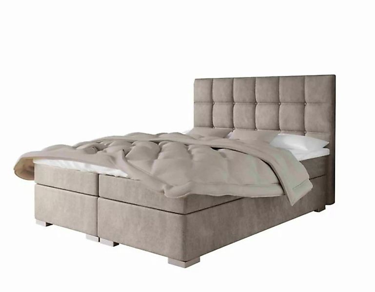 Furnix Boxspringbett KAITY 140/160/180x200 Bett mit Topper und silbernen Fü günstig online kaufen