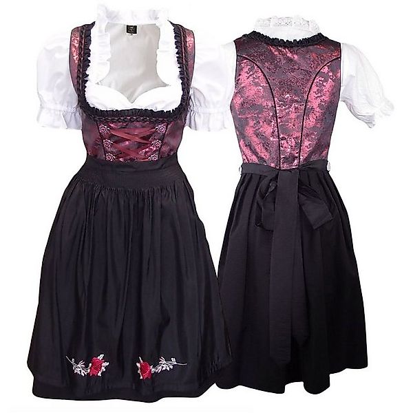 German Wear Dirndl OD3 Schwarz/ Weinrot 1-teiliges Midi-Dirndl Landhaus Dir günstig online kaufen