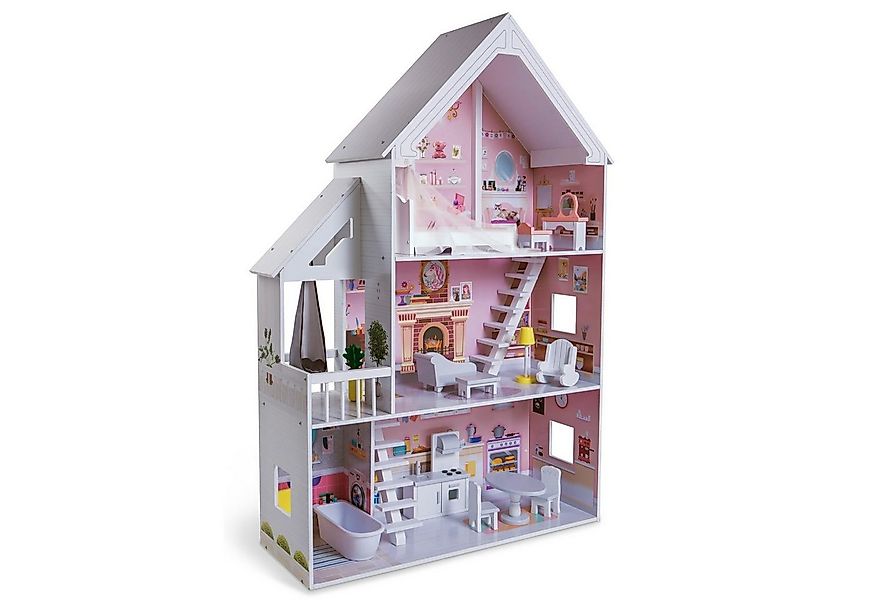TikTakToo Puppenhaus Puppenstube Traum Villa Set aus Holz, (komplett einger günstig online kaufen
