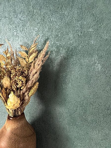 Newroom Vliestapete Damir Dark Sage Tapete Universal Unifarbe,Putz-Optik,Le günstig online kaufen