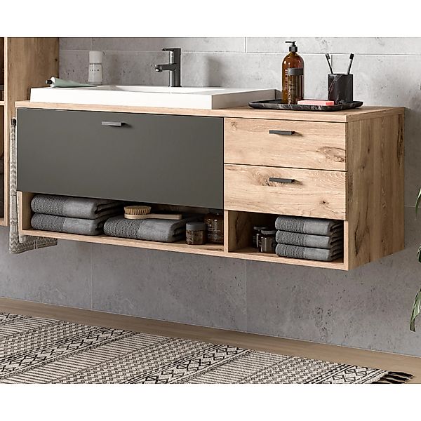 Inn.Furn Waschtisch Eiche Grau Matt 138 cm mit Waschbecken Oderzo günstig online kaufen