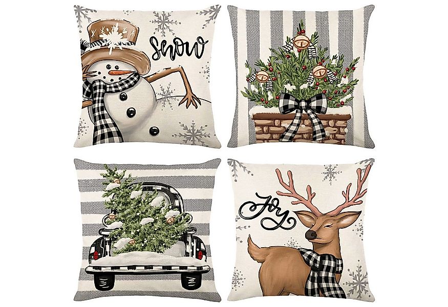 Qelus Kissenbezüge Weihnachten Kissenbezug 4er Set Kissenbezüge 45x45cm Dek günstig online kaufen