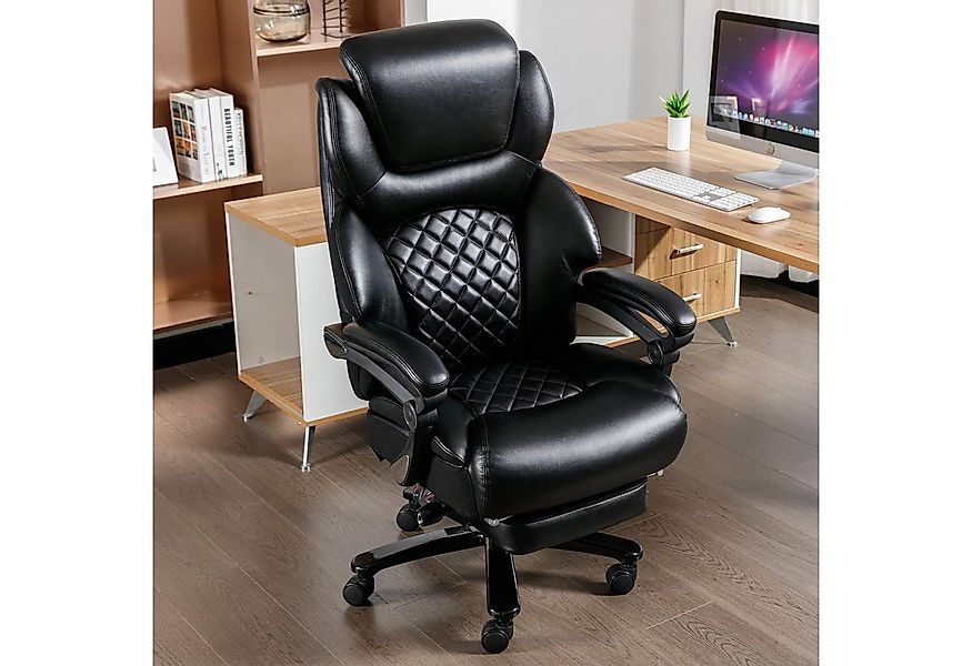 FANTASYLAB Bürostuhl PU-Leder Schreibtischstuhl mit verstellbare Lendenwirb günstig online kaufen