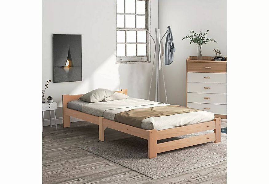OKWISH Bett Solide Massivholzbett, mit Kopfteil und Lattenrost (200x90cm, M günstig online kaufen