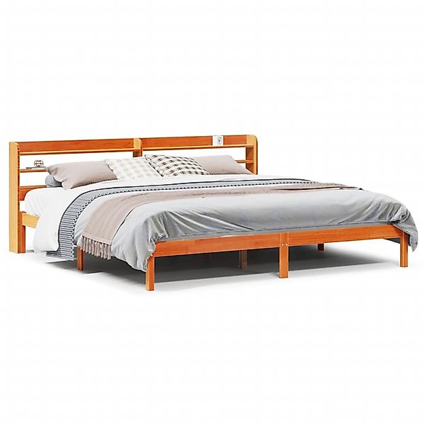 vidaXL Bettgestell mit Kopfteil ohne Matratze Wachsbraun 200x200 cm 3306563 günstig online kaufen