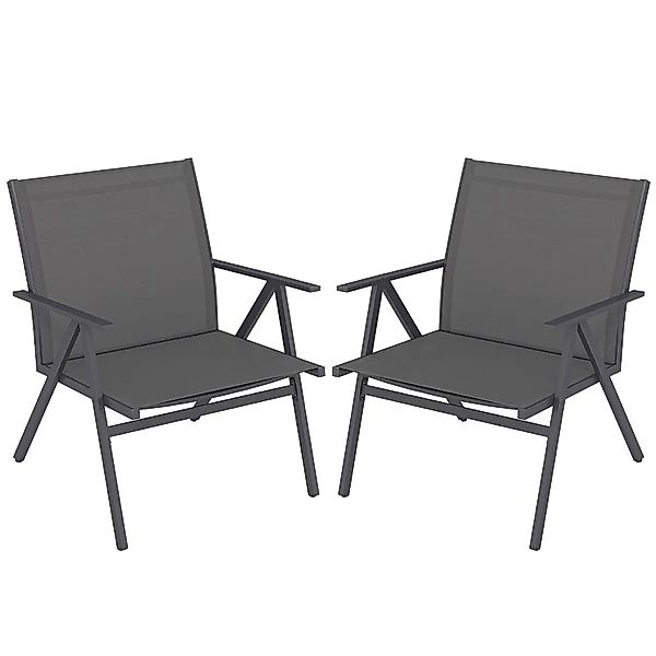 Costway 2er Set Gartenstühle mit Breiter Sitzfläche Grau günstig online kaufen