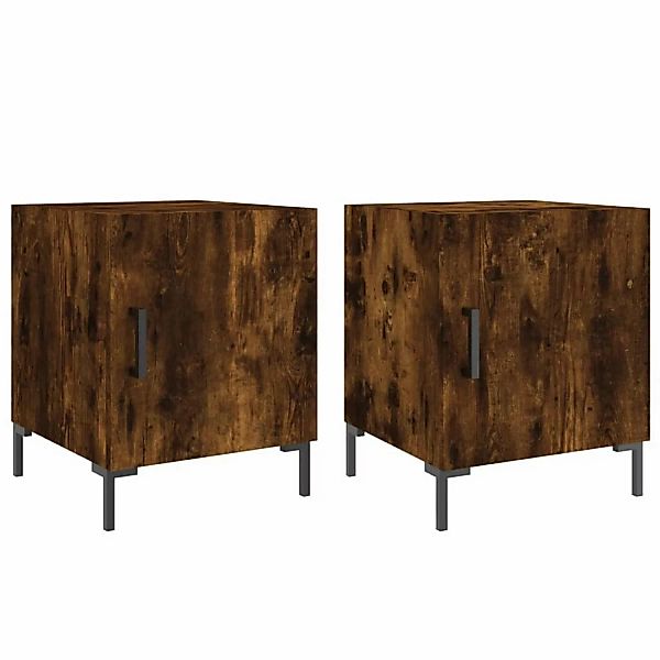 vidaXL Nachttische 2 Stk Räuchereiche 40x40x50 cm Holzwerkstoff Modell 4 günstig online kaufen