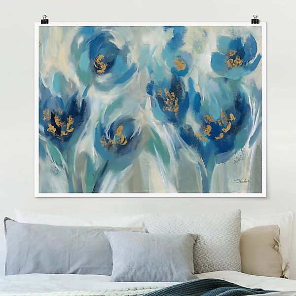 Poster Blaues Märchen mit Blumen günstig online kaufen