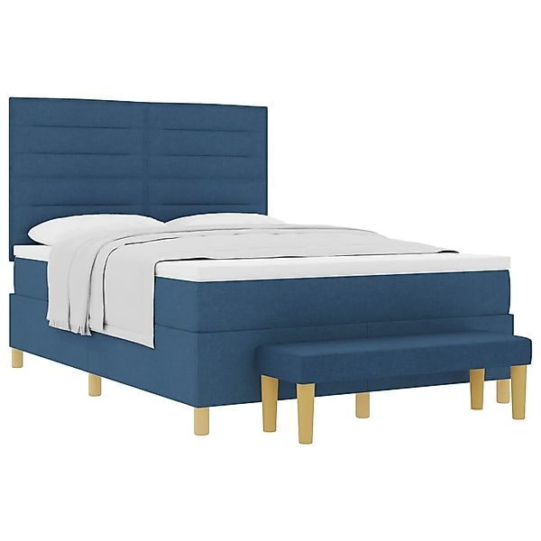 vidaXL Boxspringbett mit Matratze mit Kopfteil Blau 140 x 190 cm Stoff 3344 günstig online kaufen