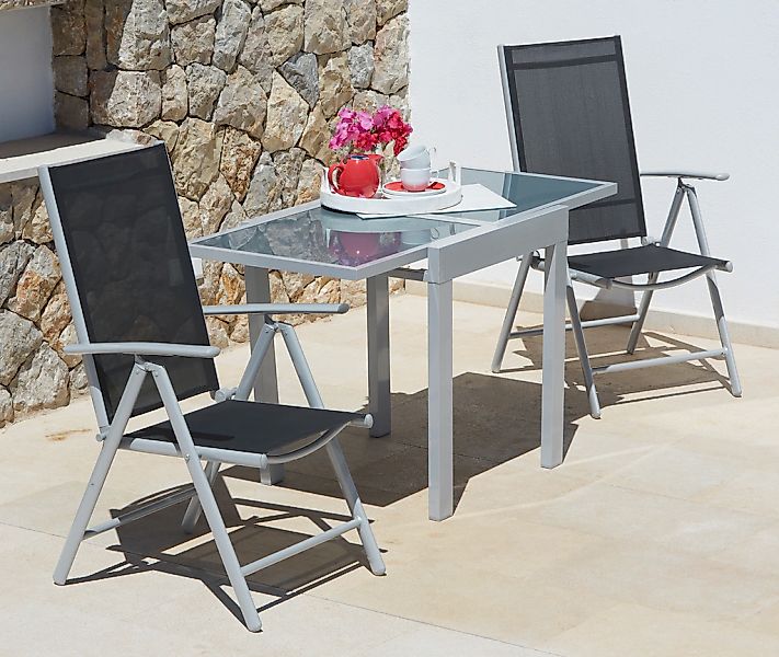 MERXX Balkonset "Lima" 2x Klappsessel, 1x Ausziehtisch 65(130)x65 cm, 3 Stk günstig online kaufen