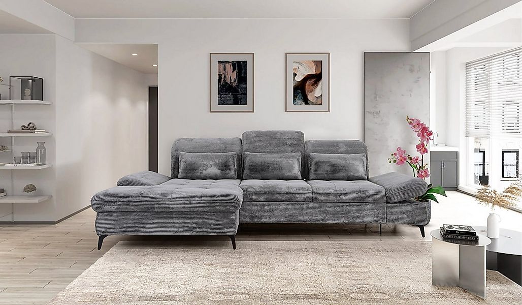 Hygger Möbelhaus Ecksofa Nola L-Form 300 x 170 cm, Sitztiefenverstellung, K günstig online kaufen