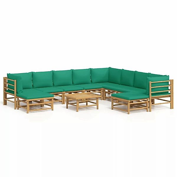 vidaXL Gartenlounge-Set 11-tlg. Garten-Lounge-Set mit Grünen günstig online kaufen