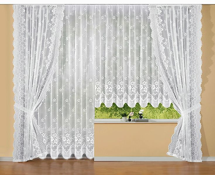 Weckbrodt Gardine »Siena«, (1 St.), Jacquard, strukturiert, Allover,Floral, günstig online kaufen