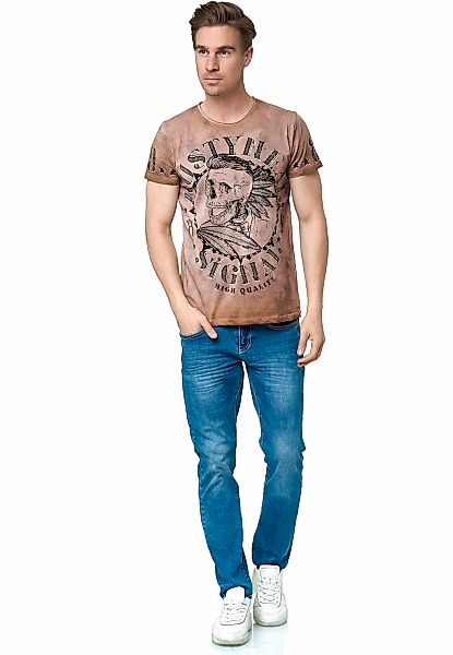 Rusty Neal T-Shirt mit stylischem Totenkopf-Print günstig online kaufen