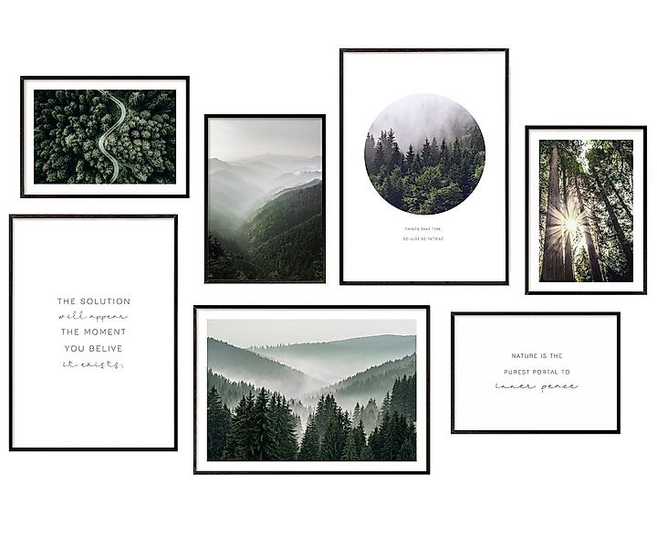 Hyggelig Home Poster Wälder - Premium Poster Set OHNE & MIT Rahmen - 7 Wand günstig online kaufen