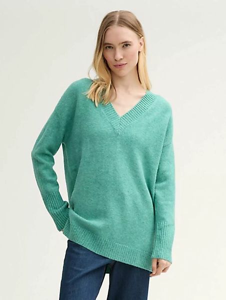 TOM TAILOR Denim Strickpullover Langer Pullover mit V-Ausschnitt günstig online kaufen