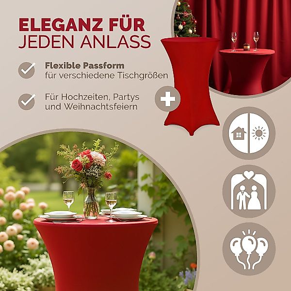 Detex Stehtischhusse, 80cm Rot 2er Set günstig online kaufen