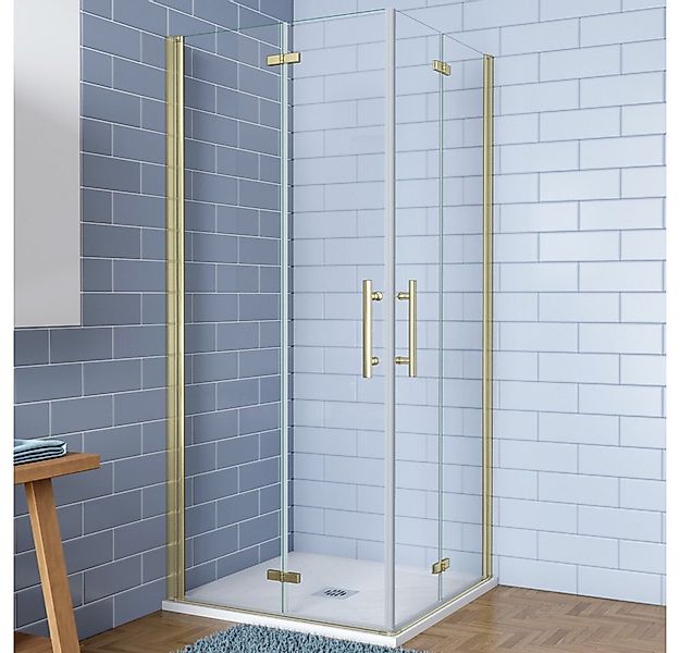 AICA Eckdusche H:195cm Scharniertür Drehtür Falttür Duschabtrennung Duschka günstig online kaufen