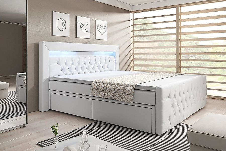 Luxusbetten24 Boxspringbett Menzogna, mit LED-Beleuchtung und günstig online kaufen