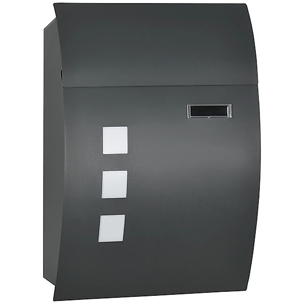 HOMCOM Briefkasten Verzinkter Stahl 32L x 10B x 45H cm Dunkelgrau günstig online kaufen