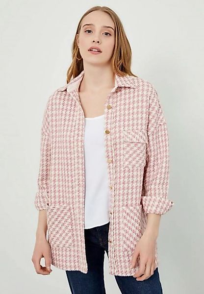 Just Like You Hemdjacke Hemdjacke aus cremefarbenem Tweed-Stoff in Übergröß günstig online kaufen