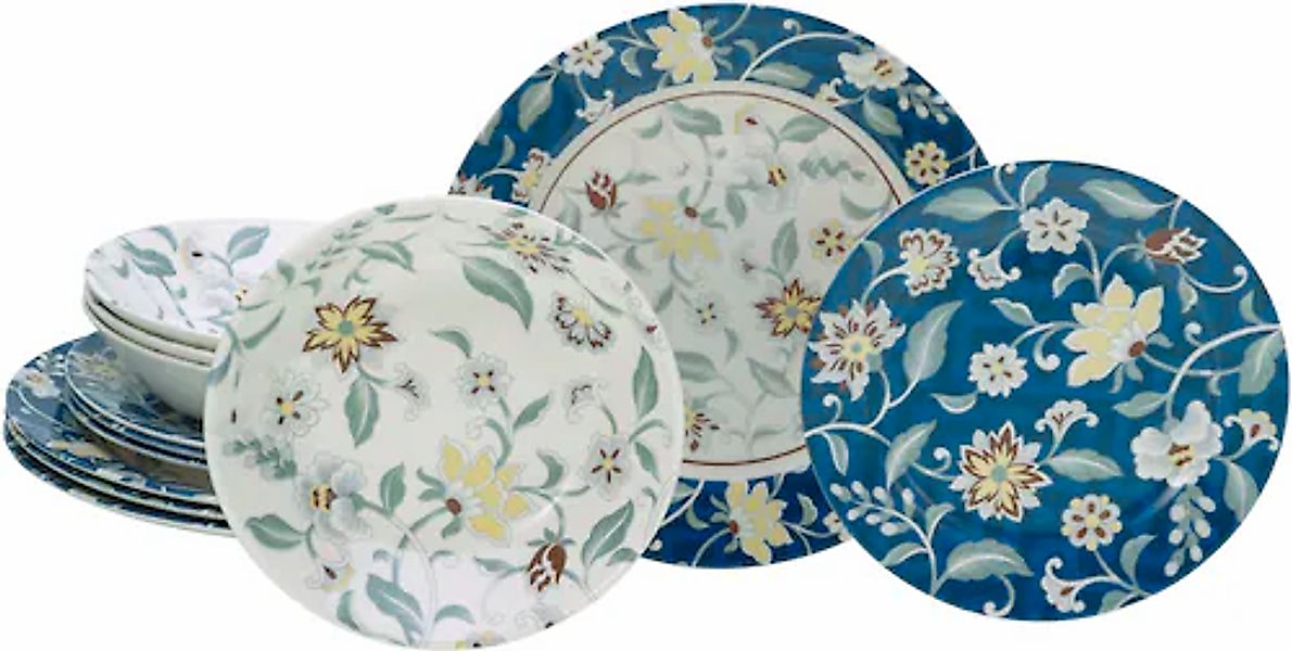 CreaTable Teller-Set »Odessa, Tellerset 12-tlg« Blumendekor günstig online kaufen