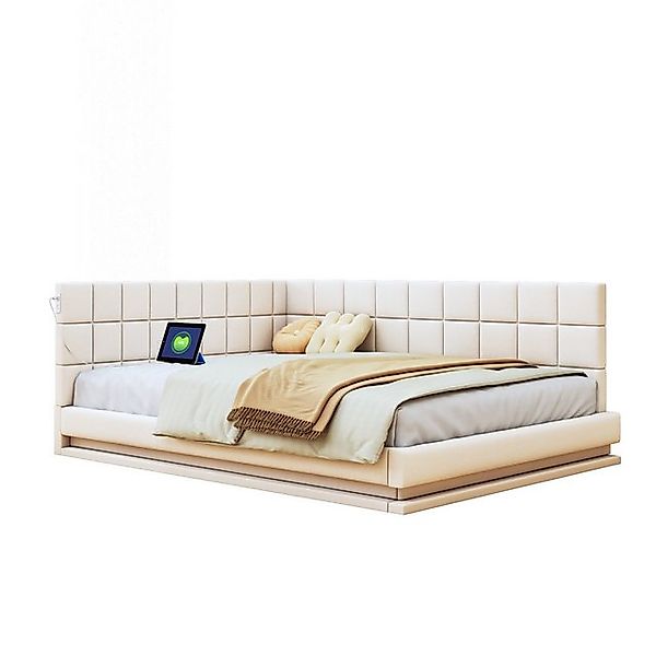 HAUSS SPOLE Schlafsofa 140x200cm mit LED Lichtleiste, USB Steckdose,  Latte günstig online kaufen